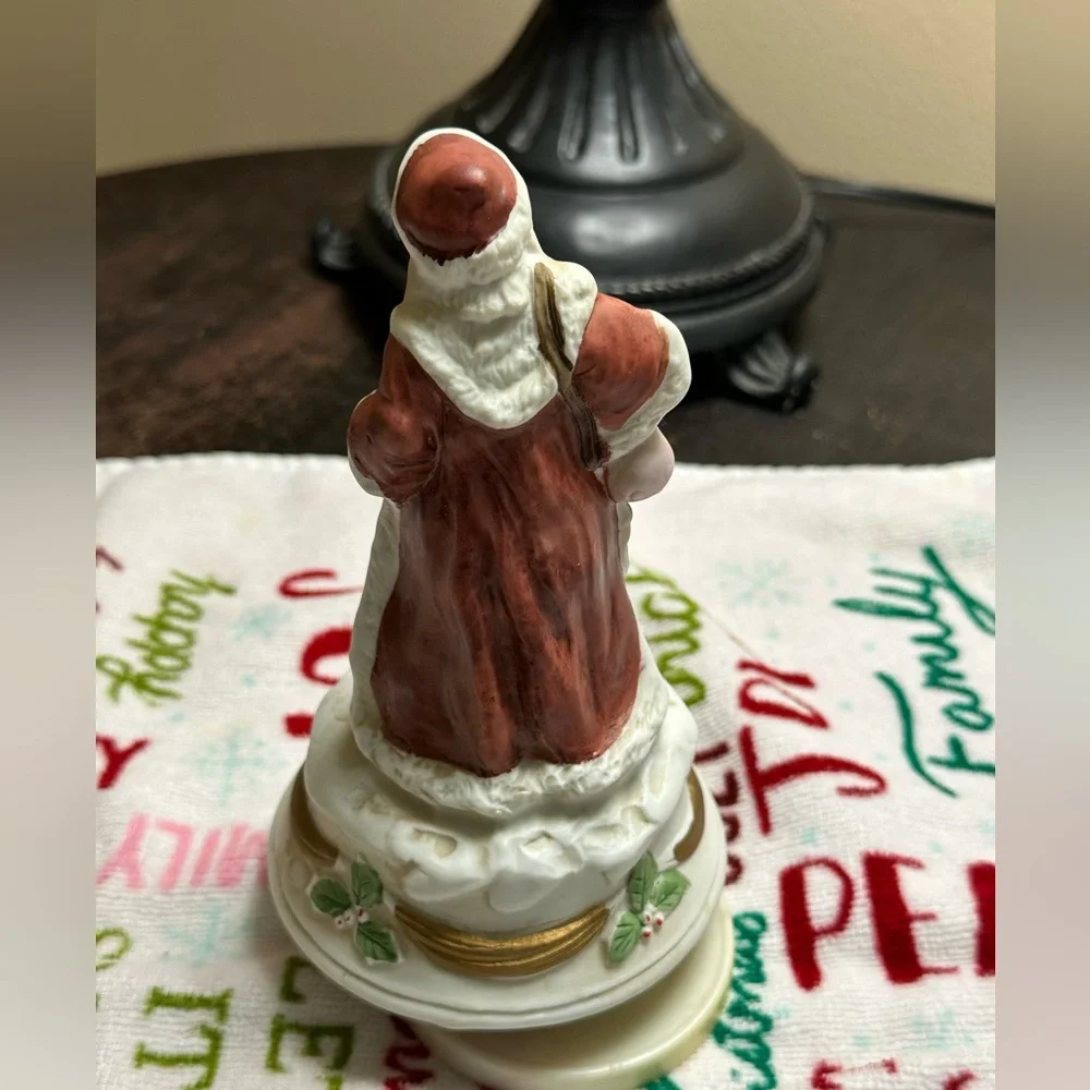 Musical Santa Claus Figurine with Gold Accents
